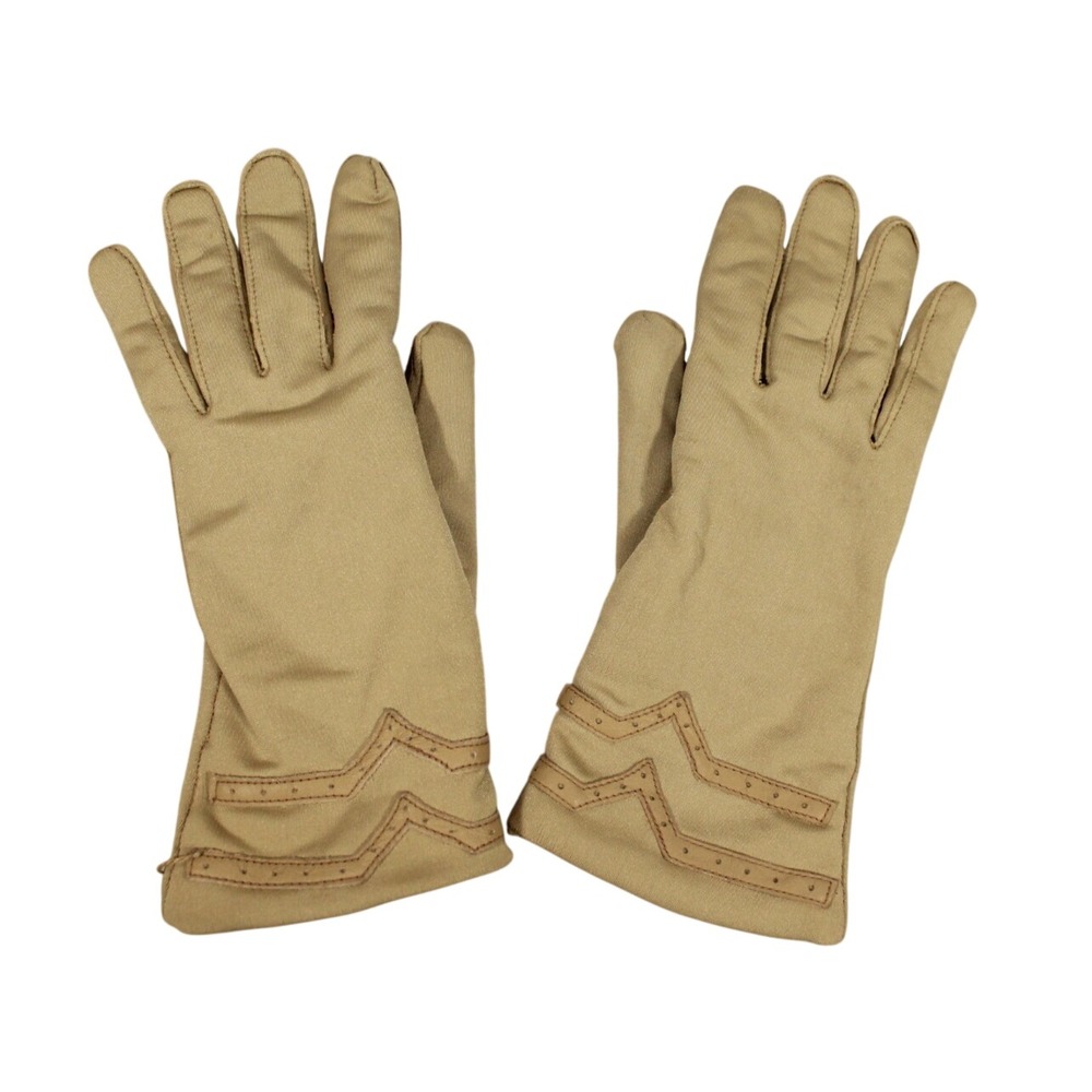 VTG FOWNES Stretch NYLON Beige WARM SWEATER KNIT LINER Wrist Length Gloves OS
